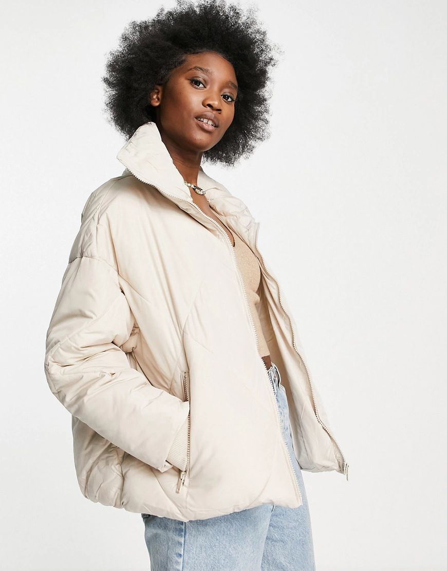 Urban Bliss diamond quilted jacket in cream-White | ASOS (Global)