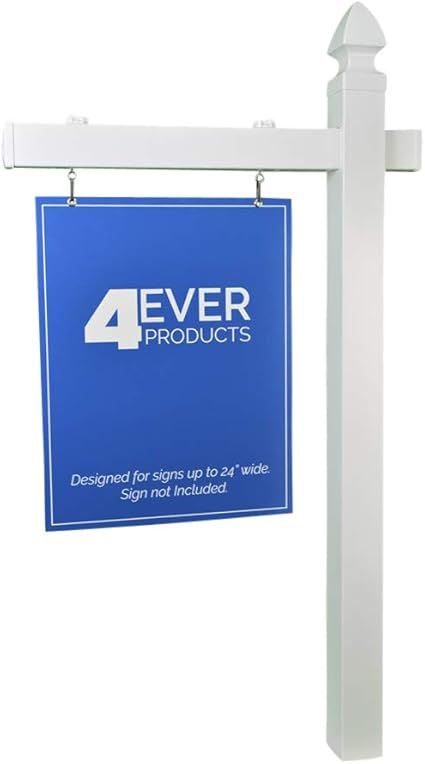 4EVER Vinyl PVC Real Estate Sign Post - White (Single) | Amazon (US)