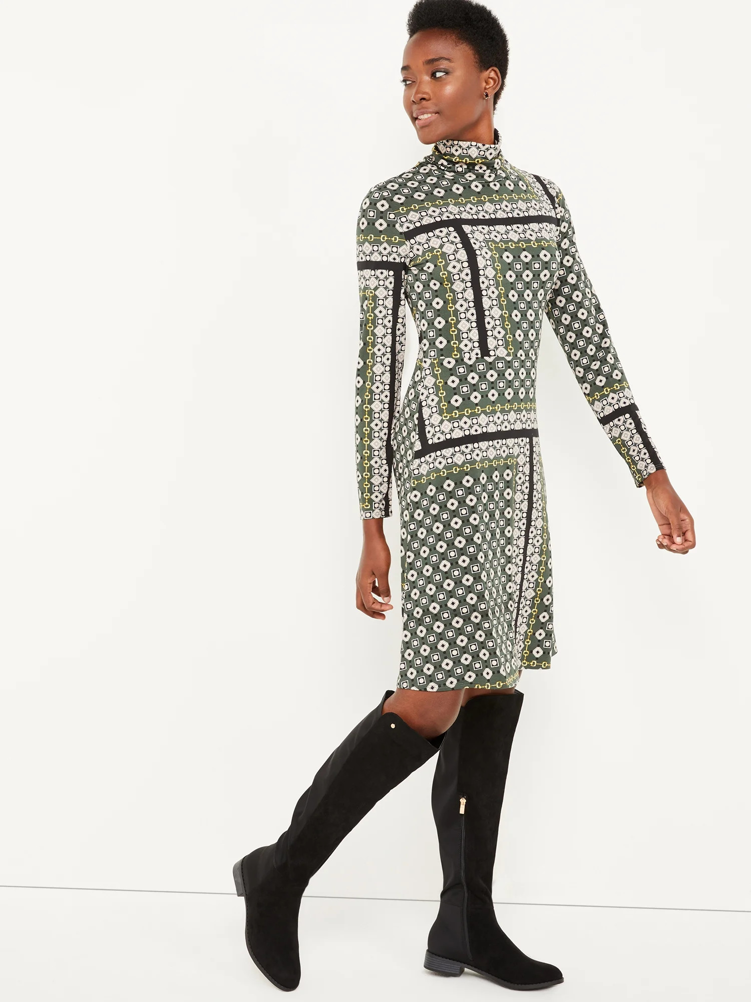 C. Wonder Women's Print Turtleneck Dress with Long Sleeves | Walmart (US)