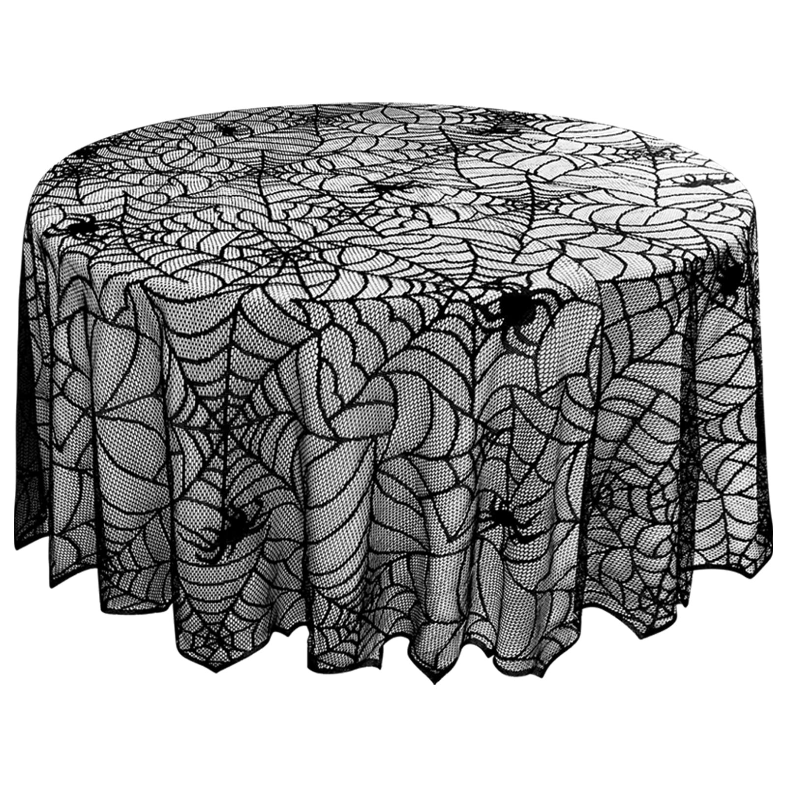 eZAKKA Round Halloween Tablecloth, 70 Inch Spider Webs Tablecloths Black Tablecloth Lace Fabric T... | Amazon (US)