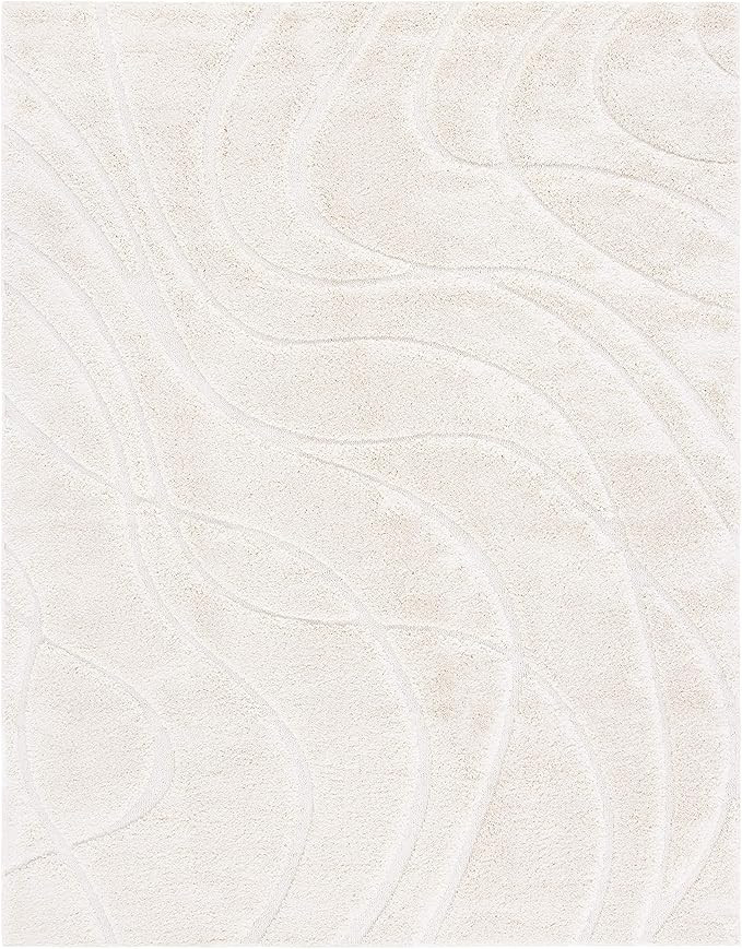 SAFAVIEH Florida Shag Collection SG471 Abstract Wave Non-Shedding Living Room Bedroom Dining Room En | Amazon (US)