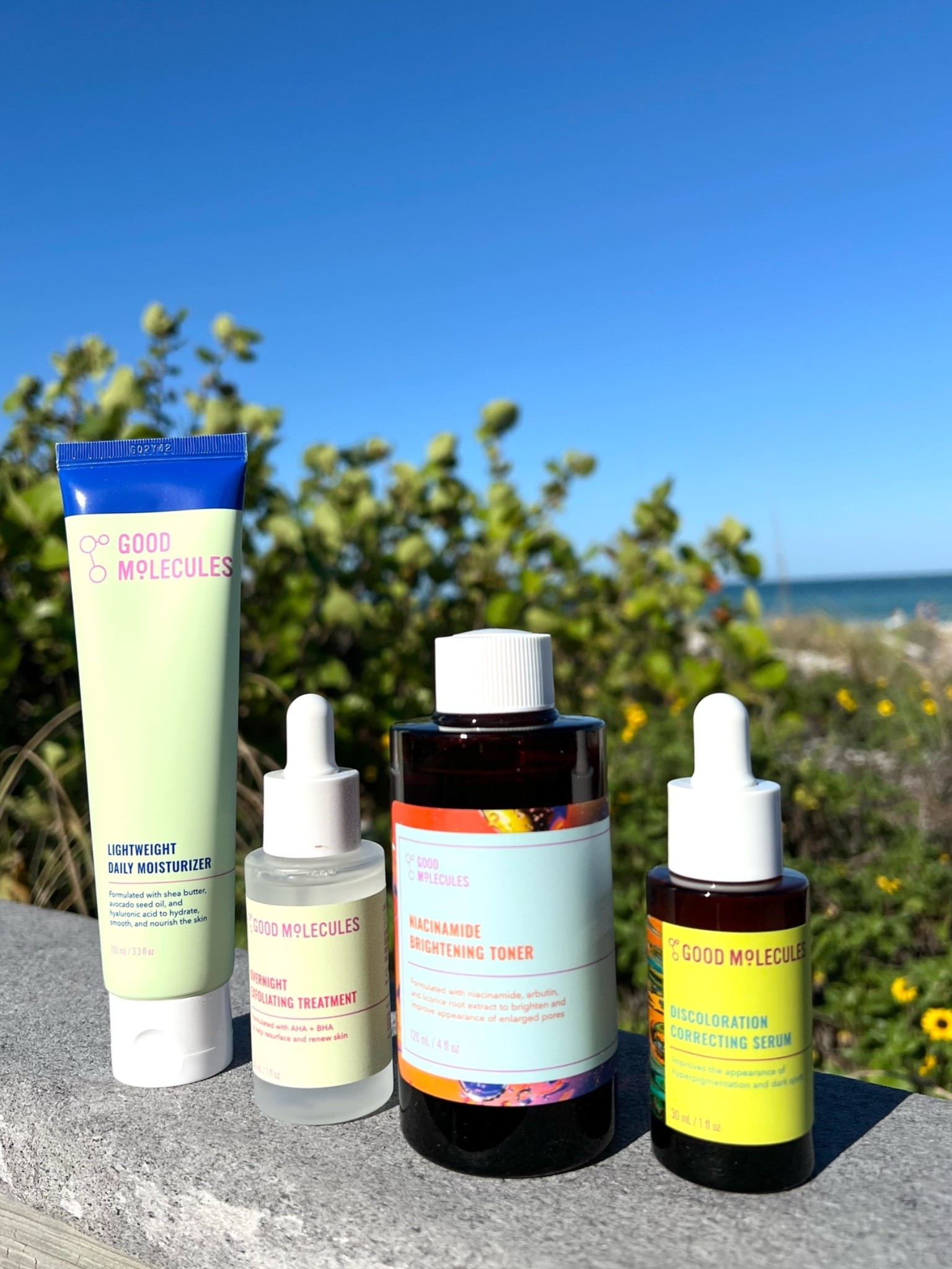 🙌🏼SUMMER SKINCARE: #ad Good Molecules is affordable skincare that’s vegan, cruelty free and fragrance free. @goodmolecules #goodmolecules

Available at Ulta too! @ulta 

Lightweight Daily Moisturizer: smooths, hydrates and preps skin for makeup.

Discoloration Correcting Serum: helps uneven skin tone and reduces the appearance of age spots and acne marks.

Overnight Exfoliating Treatment: smooths away dead skin cells and helps unclog pores.

Niacinamide Brightening Toner: helps promote bright even skin with less visible pores. If you have hyperpigmentation, uneven skin tone, dark spots, enlarged pores or dullness, this product is for you.

#ulta #ultabeauty #skincare


#LTKSeasonal #LTKOver40 #LTKselfcare #LTKTravel #LTKgrwm #LTKootd #LTKSwim #LTKBeauty
