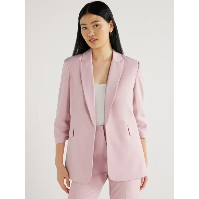 Scoop Women's Relaxed Fit Scrunch Sleeve Blazer, Sizes XS-XXL | Walmart (US)