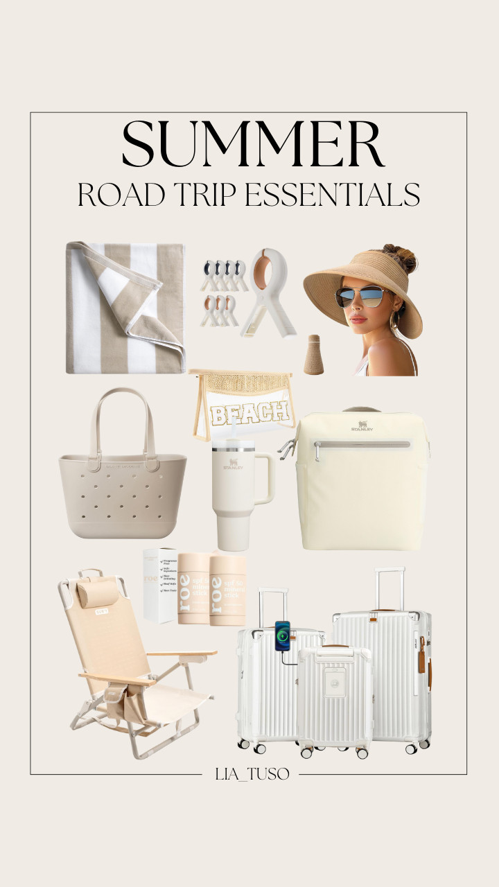 Summer Road Trip Essentials || Road Trip Essentials || Travel Essentials || Beach Chair || Kids Sunscreen Stick For Face & Body || Beach Makeup Bags || Beach Towel Clips || Sun Hats for Women 

#RoadTripReady #SummerOnTheGo
#TravelEssentials 

 #LTKSwim #LTKTravel