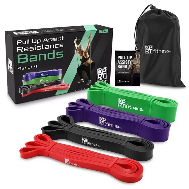 XPRT Fitness Resistance Bands Pull Up Assist Bands Stretching Powerlifting Set of 4 | Walmart (US)