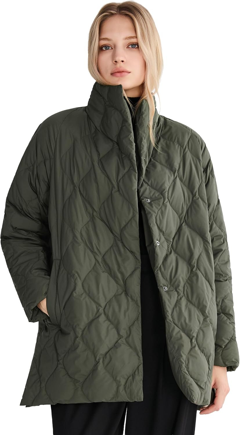Orolay Women's Oversized Quilted Down Jacket Lightweight Puffer Casual Coat | Amazon (US)