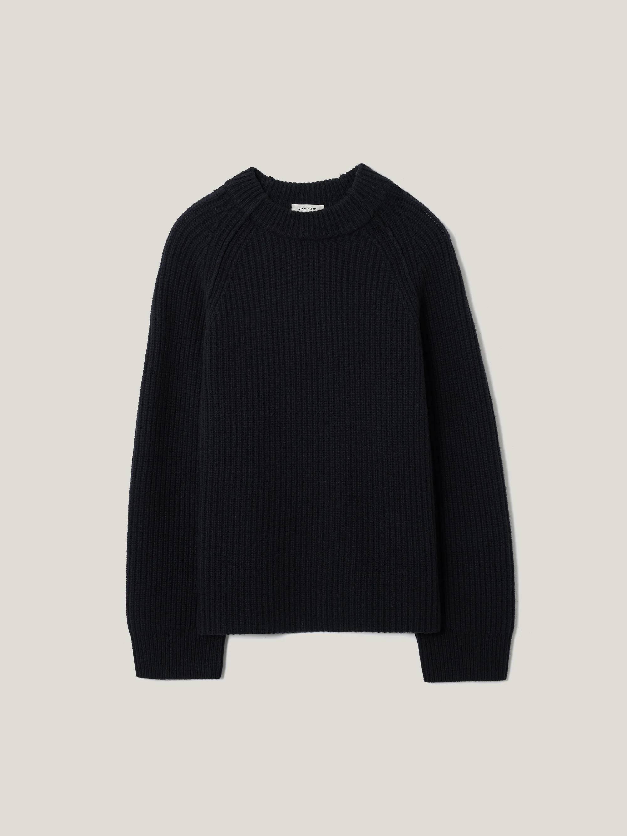 Fishermans Rib Crew Jumper | Navy | Jigsaw (UK)