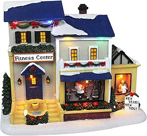 Top Treasures Christmas Village Gym Fitness Center - Lighted Musical Snow Village Collectible Bui... | Amazon (US)
