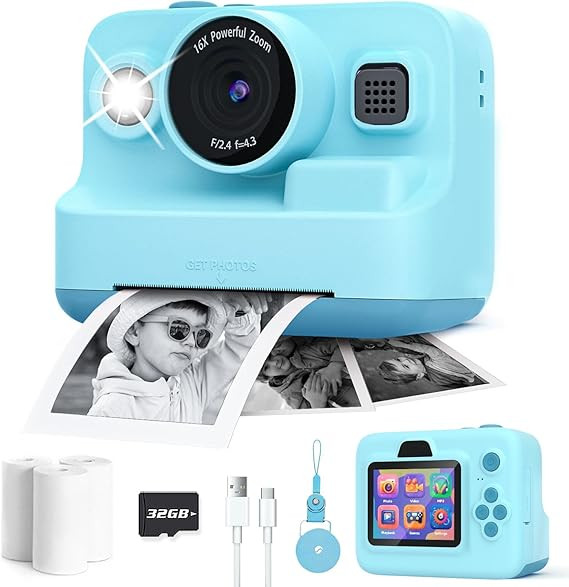 Kids Camera Instant Print,1080P Kids Instant Cameras That Print Photos,Christmas Birthday Gifts f... | Amazon (US)
