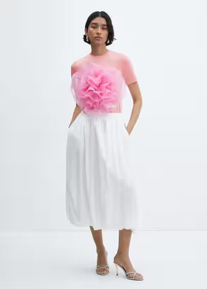 Flared midi skirt white - Woman - M - MANGO | MANGO (UK)