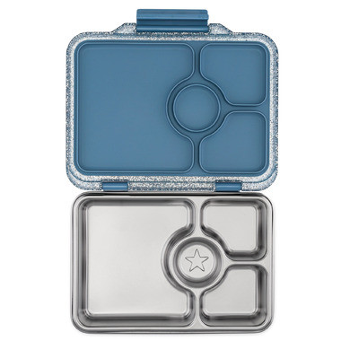 Yumbox Pret Stainless Steel 4 Compartment Bento Box Paris Blue Glitter | Well.ca