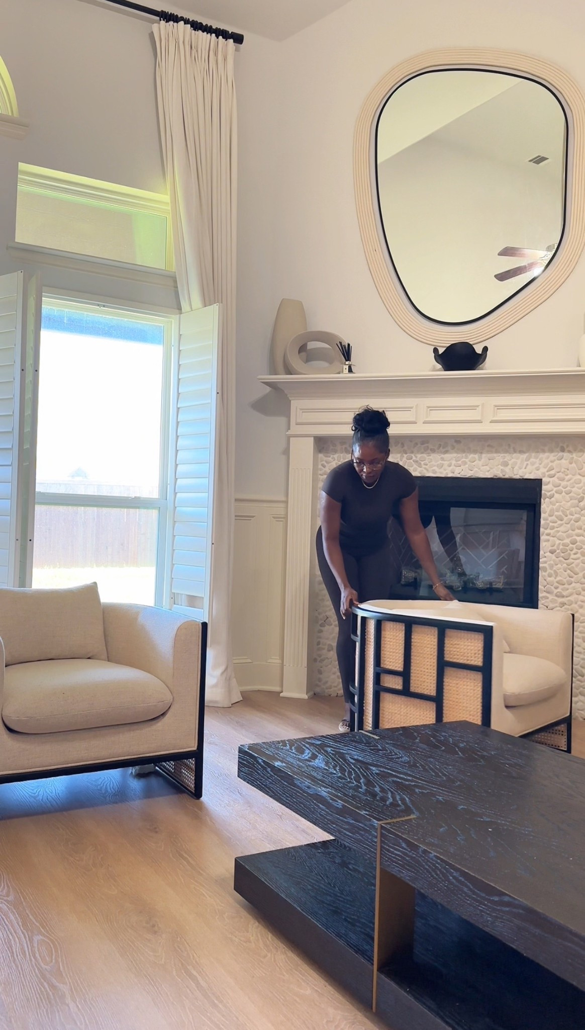 Wall mirror and beige accent chairs

#LTKFamily #LTKHome