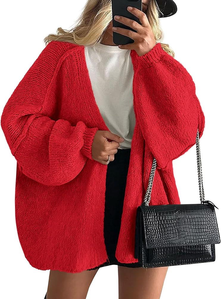 PRETTYGARDEN Womens Oversized Cardigan Sweaters 2025 Fall Long Lantern Sleeve Knit Open Front Lig... | Amazon (US)