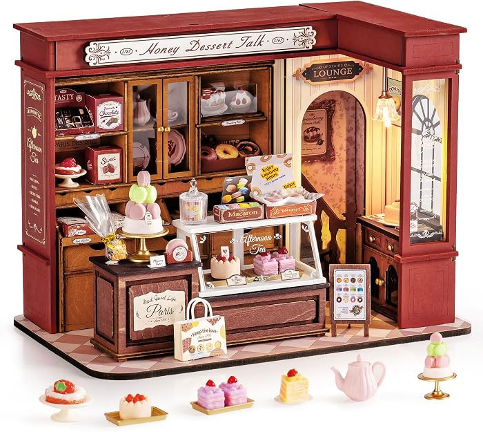 Rolife DIY Dollhouse Miniature House Kit 1:18 Vintage French Dessert Shop, Wooden Diorama Model K... | Amazon (US)