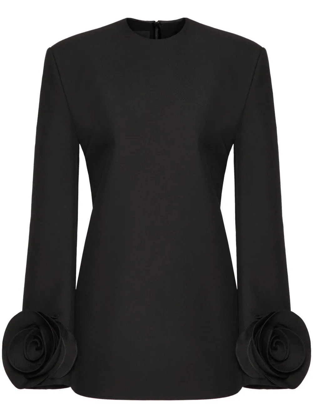 Valentino Garavani Floral ruffle-cuff Mini Dress | Black | FARFETCH | Farfetch Global