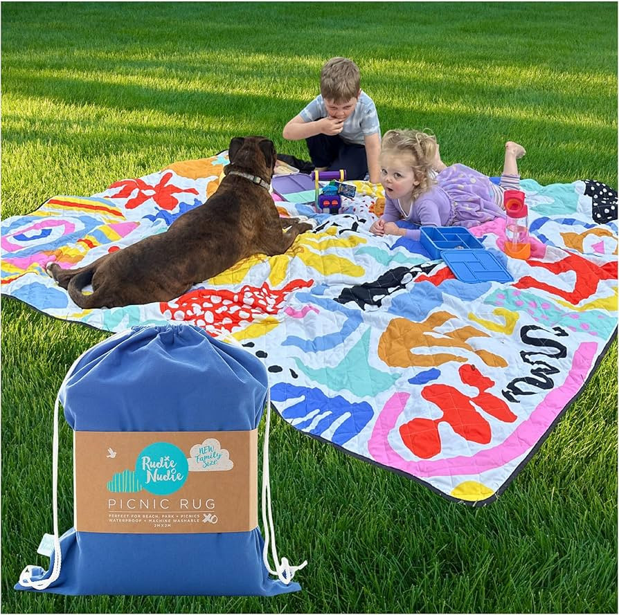 Rudie Nudie Jumbo Picnic Rug, Large Picnic Mat, 6'7" x 6'7", Outdoor Waterproof Picnic Blanket Be... | Amazon (US)