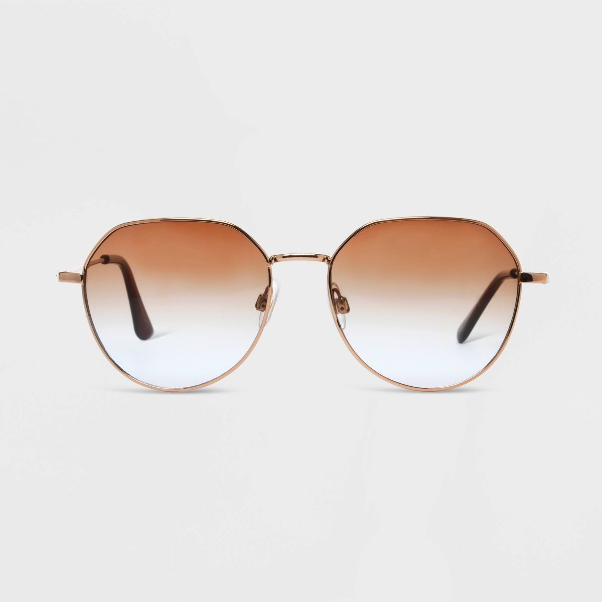 Women's Shiny Metal Round Sunglasses with Gradient Lenses - Universal Thread™ Brown | Target