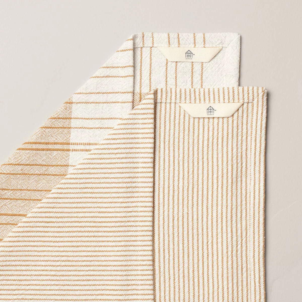 2ct Offset Plaid & Stripe Kitchen Towels Tan/Natural - Hearth & Hand™ with Magnolia | Target