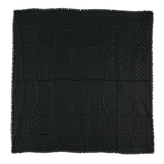 Louis Vuitton Silk Wool Monogram Shawl Black | FASHIONPHILE (US)