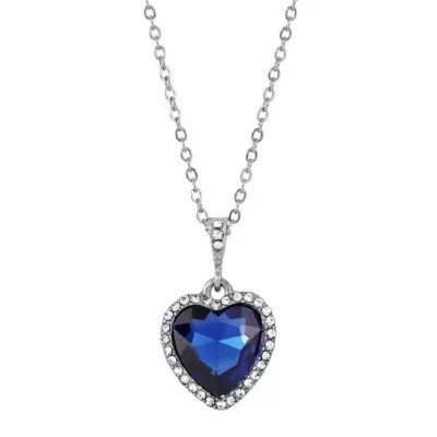 1928 Jewelry Heart Pendant Necklace 16" adj, Blue | Belk