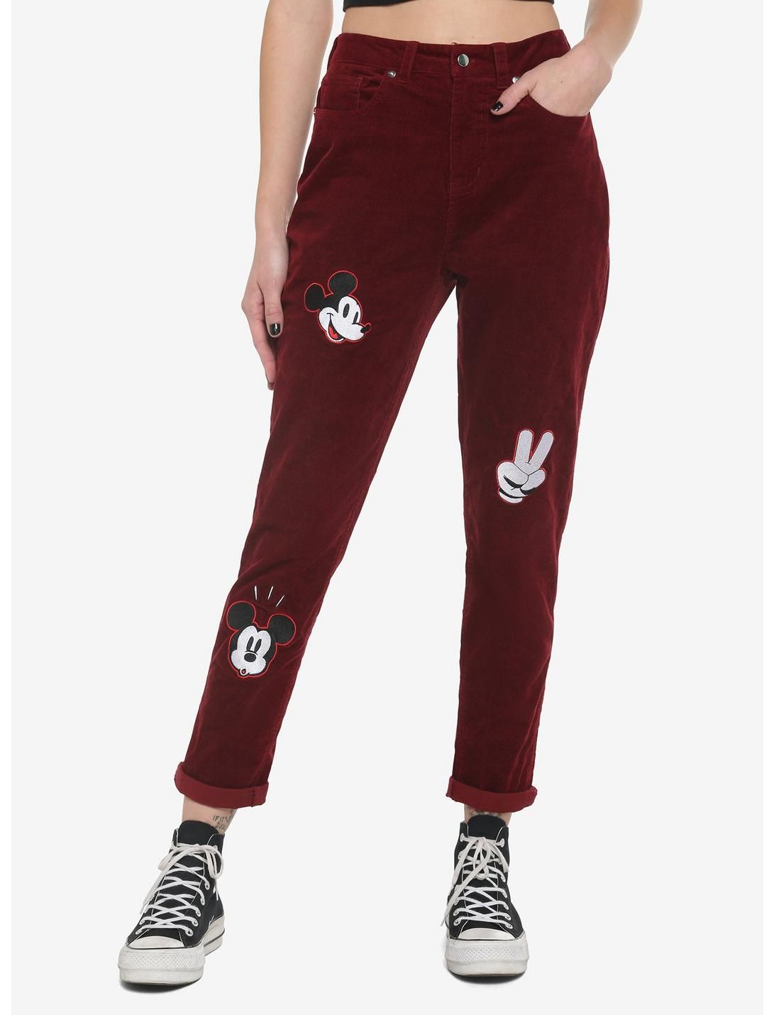 Disney Mickey Mouse Embroidered Corduroy Mom Pants | Hot Topic