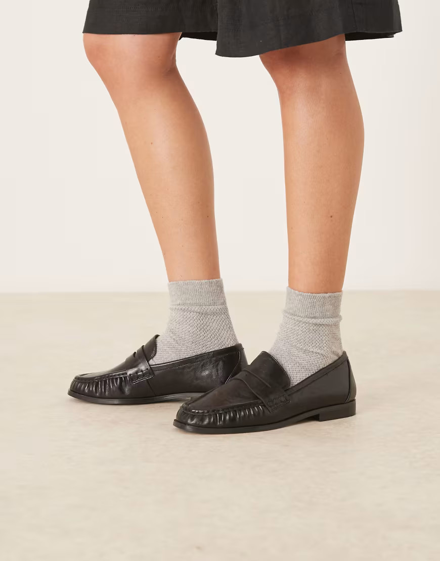 ASOS DESIGN - Minnie - Mocassins à détail froncé - Noir | ASOS (Global)