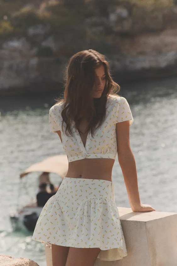 FLORAL POPLIN MINI SKIRT | Zara UK