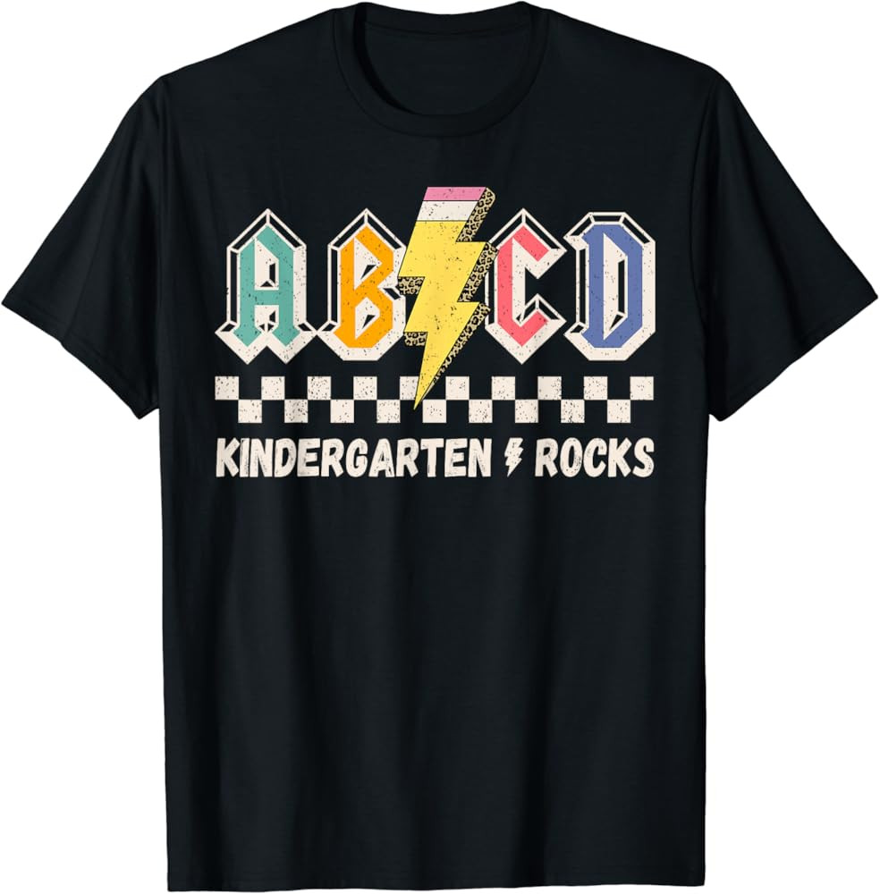 ABCD kindergarten Rocks Pencil Lightning Teachers Rock Boys T-Shirt | Amazon (US)