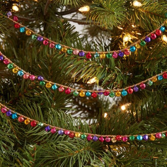 Multicolor Mini Bell and Gold Bead Garland | World Market