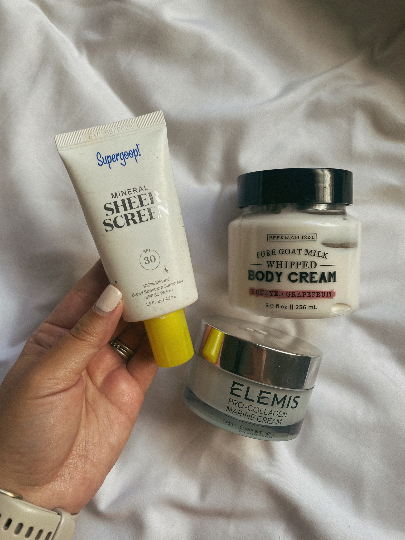 daily skincare after the shower

Best face sunscreen option rated 10/10 on Yuka & EWG

Beekman Whipped body cream I use this and switch between Josie Maran Body Butter

Elemis Pro-Collagen Marine Cream as a face moisturizer been using for years.



#LTKunder100 #LTKbeauty #LTKunder50
