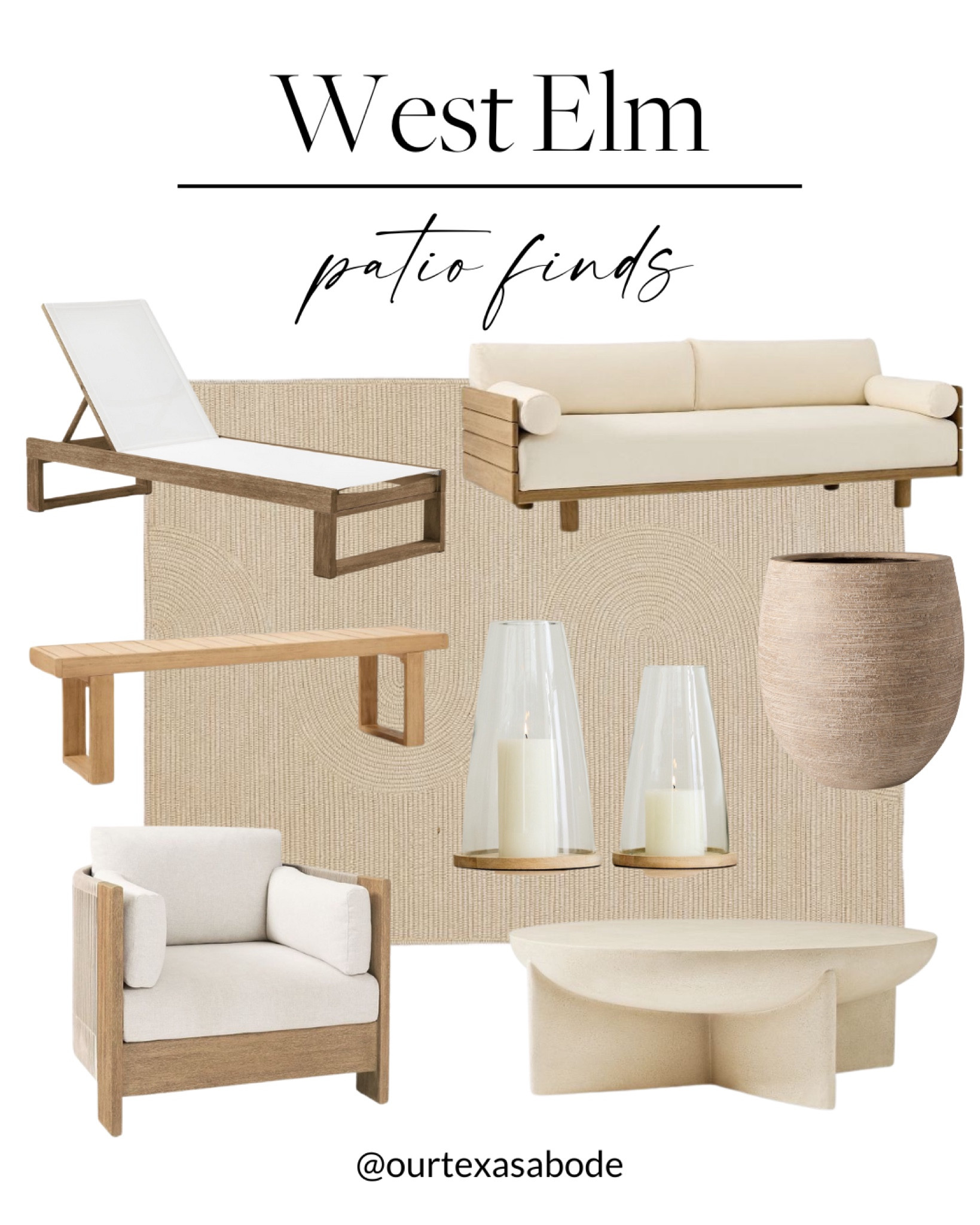 West Elm patio Finds 🙌🏻🙌🏻

Lounge chair, outdoor sofa, patio decor, planter , outdoor bench, rug 



#LTKStyleTip #LTKHome #LTKSeasonal