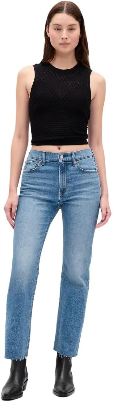 GAP Women's High Rise Straight Fit Crop Denim Jeans | Amazon (US)