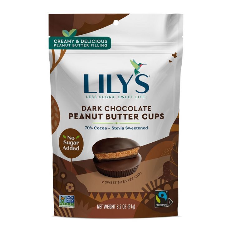 Lily's Dark Chocolate Peanut Butter No Sugar Added Cups - 3.2oz | Target