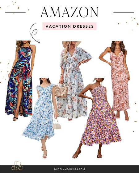 Amazon Vacation Dresses. Women's Fashion and Accessories. Outfit Ideas#LTKtravel #LTKfindsunder100 #LTKfindsunder50 #amazonfashion #womensfashion #vacationdress #summerdress #travel #floraldress

