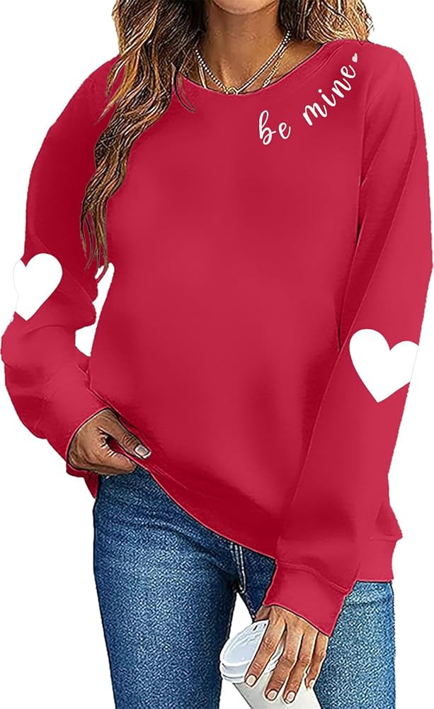 FLOYU Valentine Sweatshirt for Women - Be Mine Lover Heart Graphic Pullover - Romantic Valentine'... | Amazon (US)