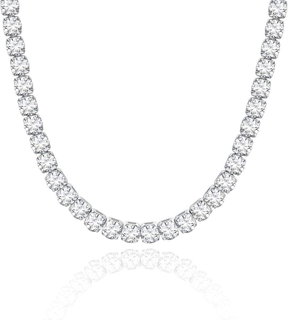 KissYan Tennis Necklace for Women, 14K/White Gold Plated Diamond Cubic Zirconia Baguette Tennis C... | Amazon (CA)