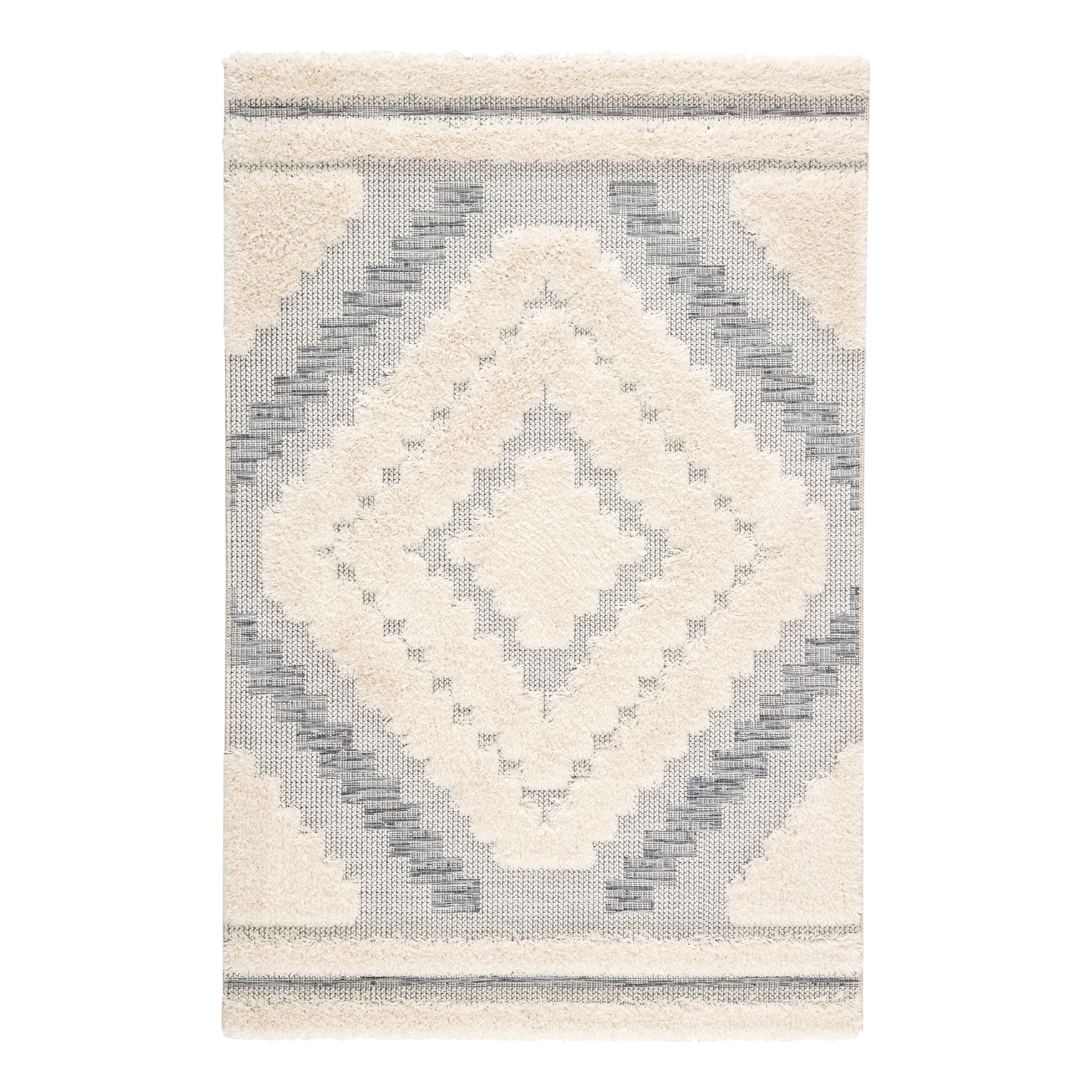 Hilo Gray and Cream Geometric Indoor Outdoor Rug | World Market