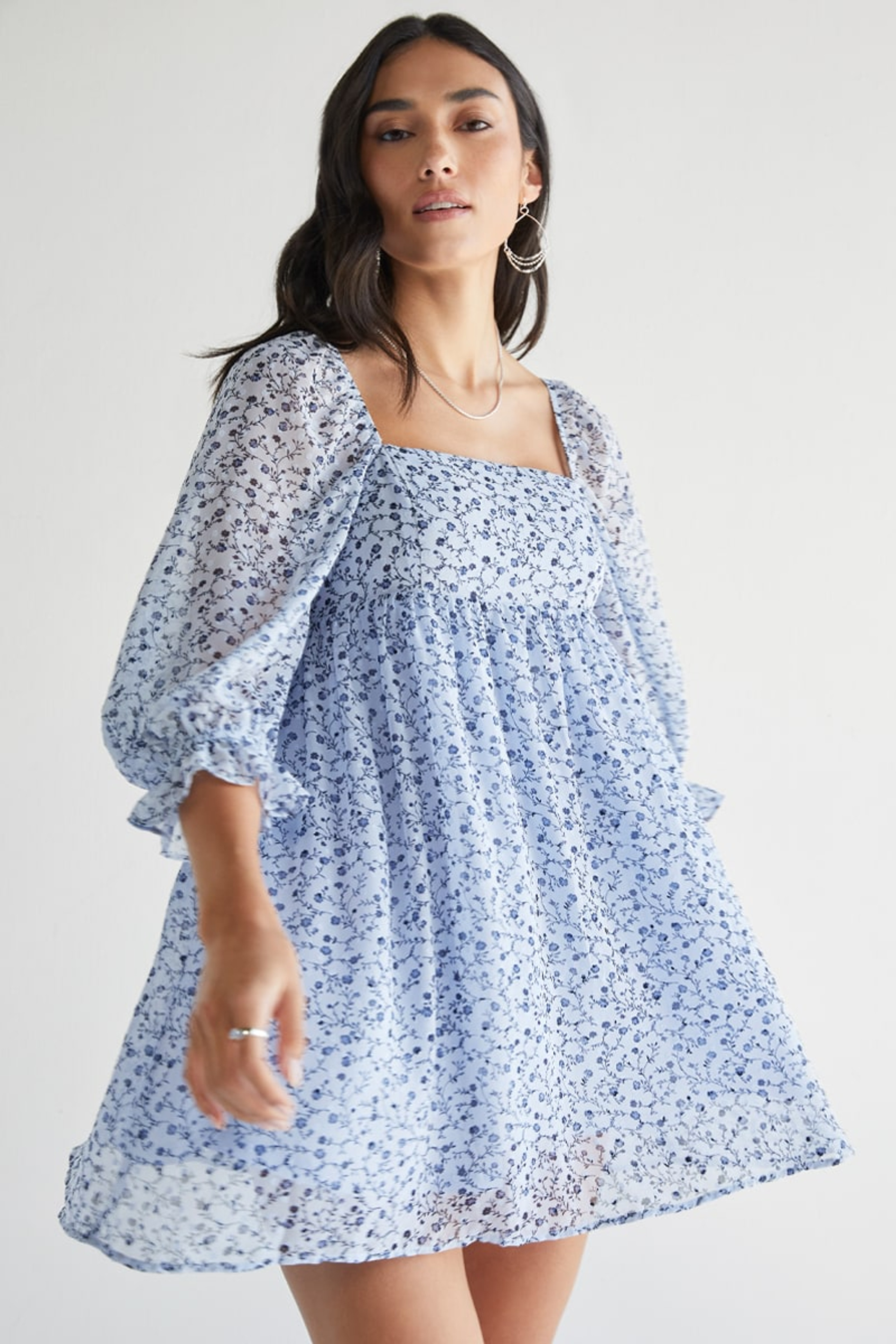 Marie Floral Babydoll Square Neck Dress | Francesca's