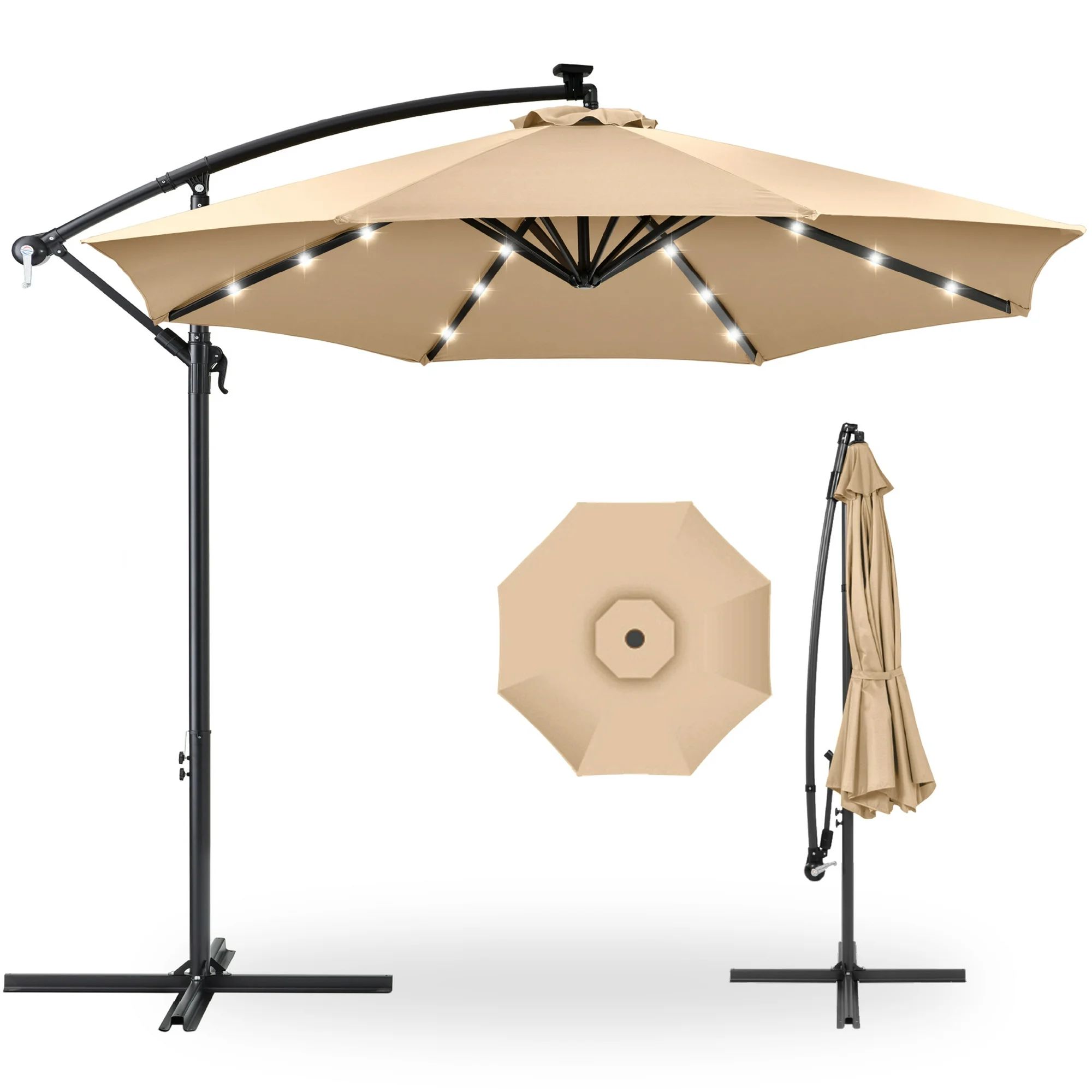 Best Choice Products 10ft Solar LED Offset Hanging Outdoor Market Patio Umbrella w/ Adjustable Ti... | Walmart (US)