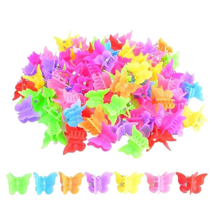 100 Packs Assorted Color Butterfly Hair Clips, Bantoye Beautiful Mini Hair Accessories for Girls ... | Amazon (US)