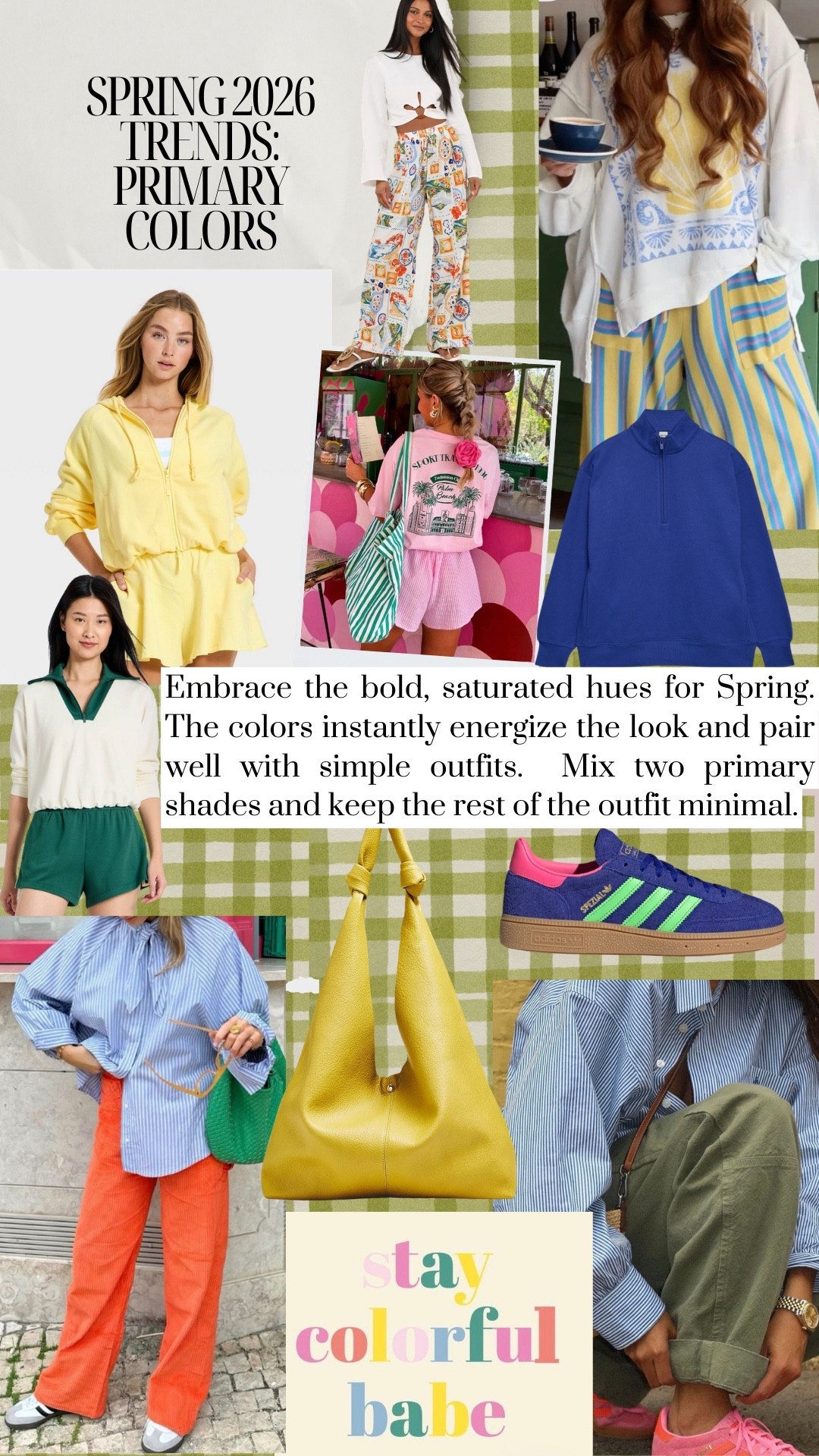 Spring 2026 Trends: Primary Color Dressing

Adidas handball special shoes (color: lucid blue, lime burst & pink), Charlotte Stone Mismatched Lug Sole Penny Loafers, Anthropologie Love Knot Slouchy Bag, Aritzia Boyfriend 1/2 Zip (color: Ablaze Blue), rag & bone blue striped miramar track pants, bodes linen pants, Target hem pullover sweatshirt, lulus multiprint wide leg pants, target yellow bubble hem sweatshirt

#LTKActive #LTKSeasonal #LTKmomlife