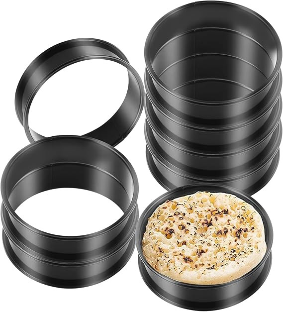 Crumpet Rings, 4Inches Outside Diameter 3.6 Inches Inside Non-Stick English Muffin Rings 8 Packs,... | Amazon (US)