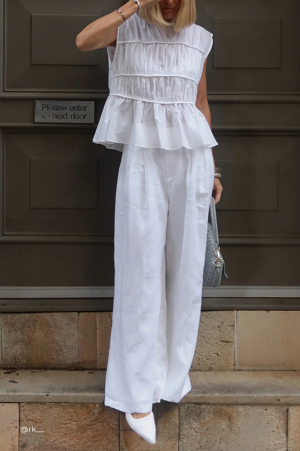 FLYNN WHITE LINEN BLEND TIERED TOP | DISSH