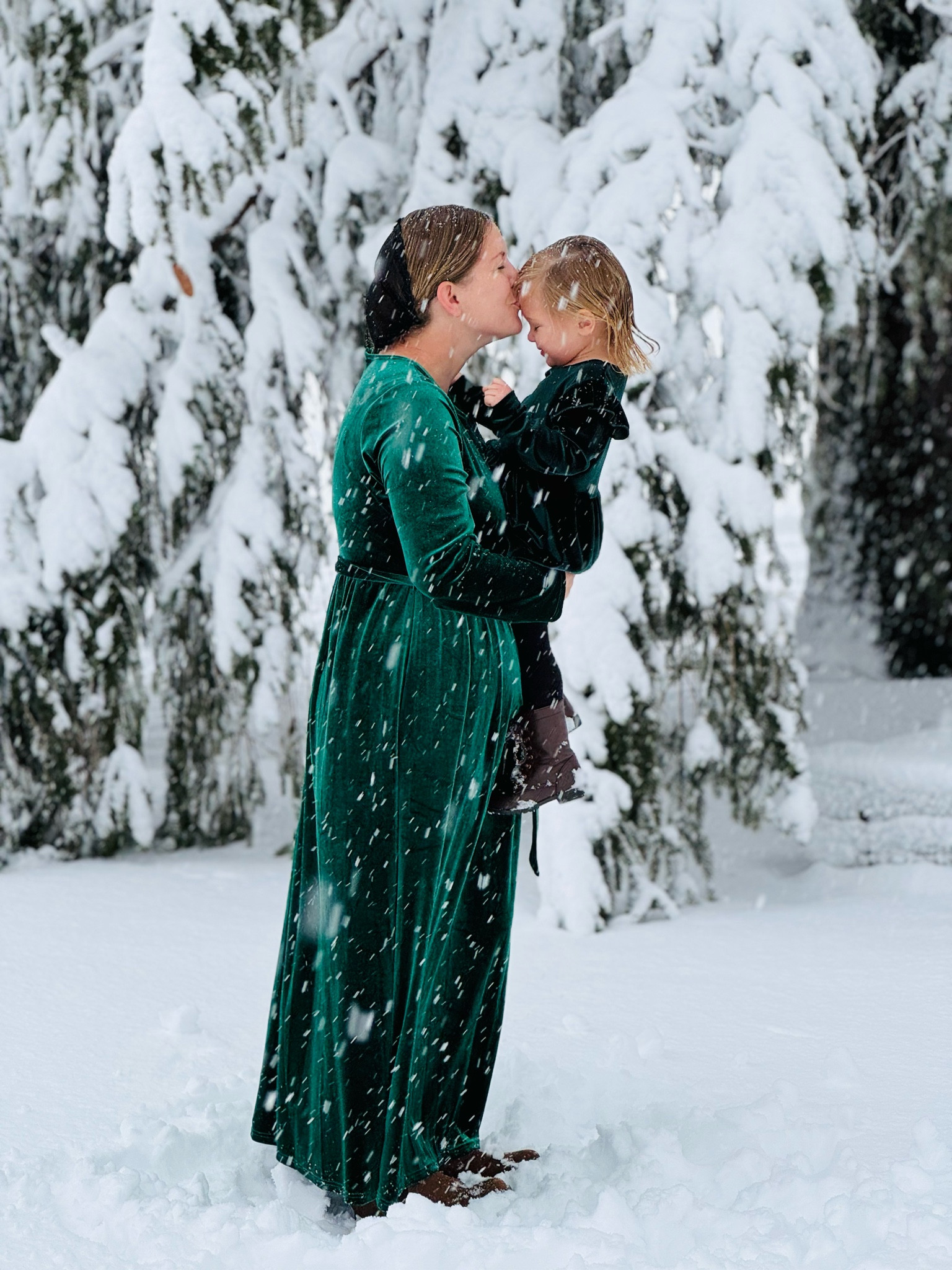 Velvet winter dress mama daughter dress  