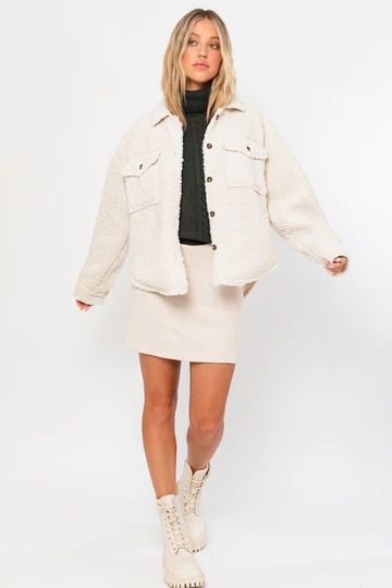 Teddy Pocket Shacket | Alexa Reece Boutique