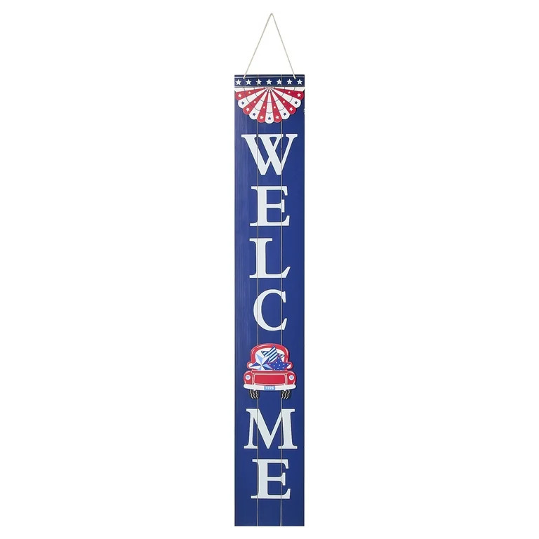 Welcome/Sweet Summer Time Wooden Porch Leaner Sign with Rope Hanger, 60", Patriotic by Way To Cel... | Walmart (US)