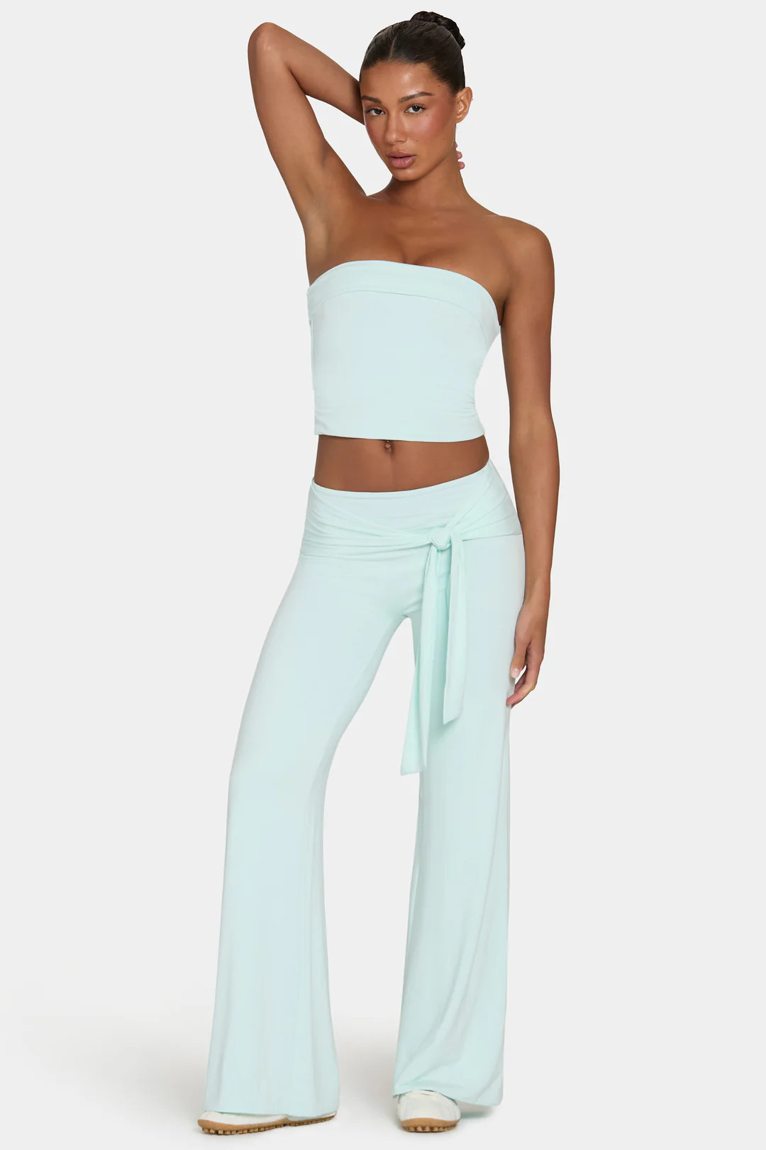 ButterCloud\u2122 Tie-Waist Wide-Leg Trousers in Peppermint | Oh Polly