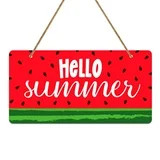 WaaHome Hello Summer Door Sign 6"x12" Watermelon Summer Decor Hanging Sign Hello Summer Door Rust... | Walmart (US)