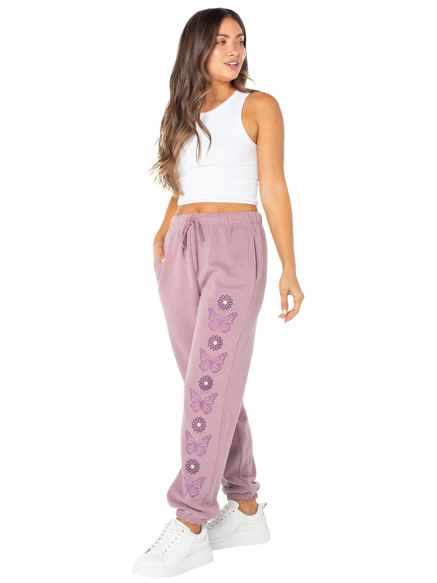 Celebrity Pink Juniors High Rise Boyfriend Jogger w/Butterfly Print, Sizes XS-XXXL - Walmart.com | Walmart (US)