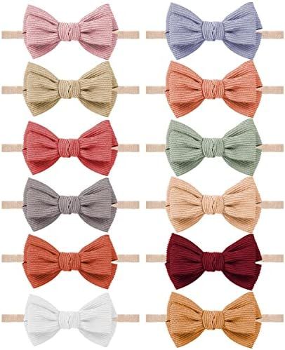 Baby Girl Headbands and Bows, Newborn Infant Toddler Nylon Elastics Hairbands Hair Accessories by... | Amazon (US)